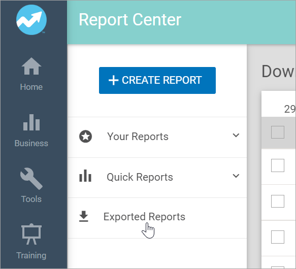 Exported Reports section